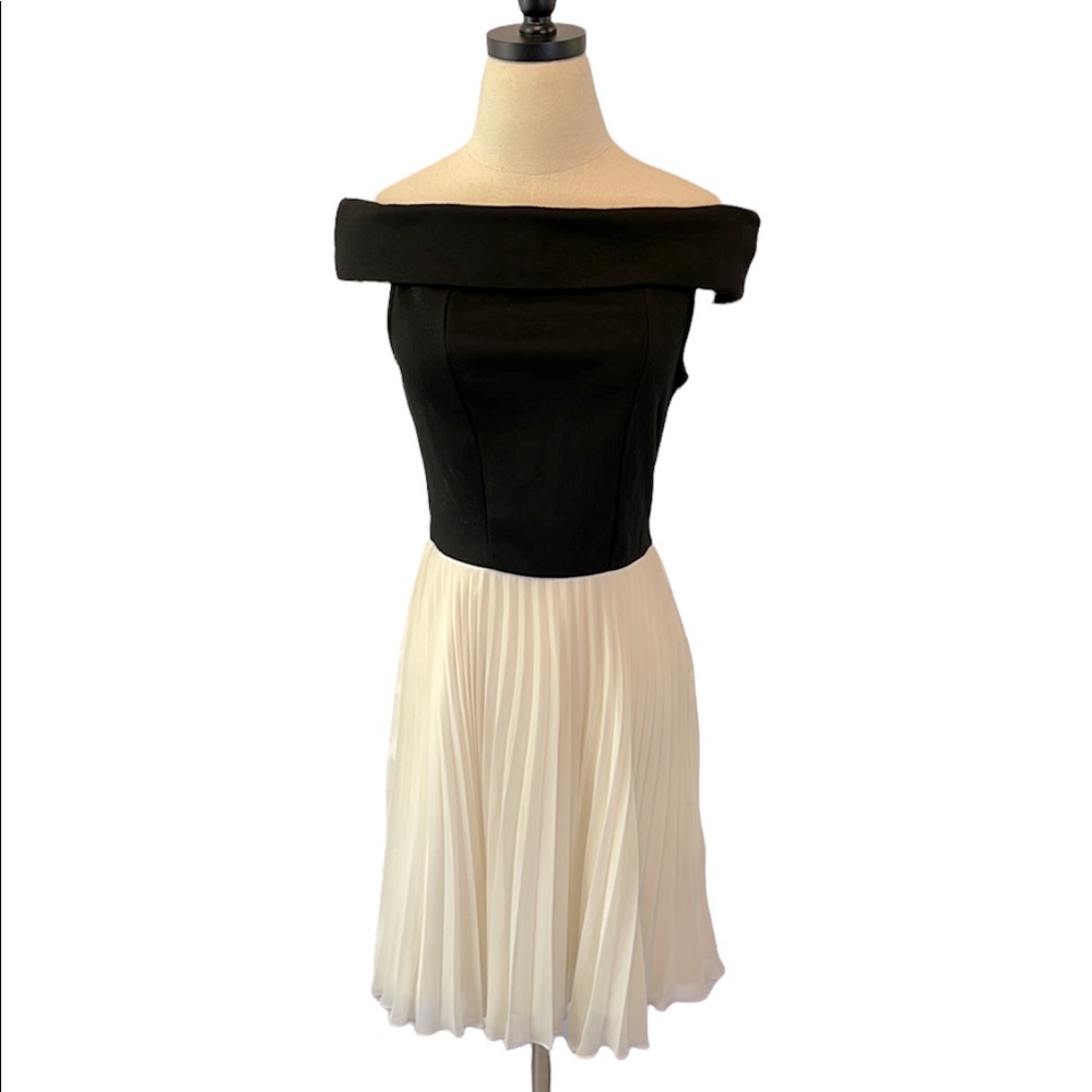 ASOS Cowl Black and White Pleated Party Dress